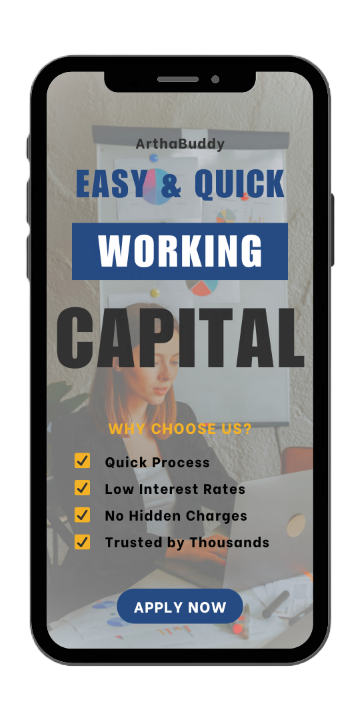 Indian business professional reviewing financial documents and calculator, modern office setting with charts and graphs